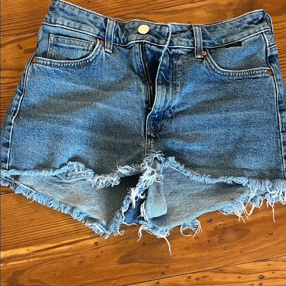 Mavi Distressed Light Blue Denim Cutoff Shorts